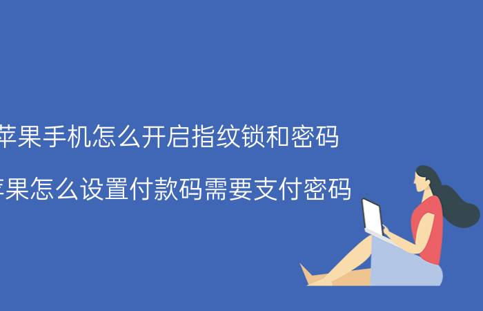 苹果手机怎么开启指纹锁和密码 苹果怎么设置付款码需要支付密码？